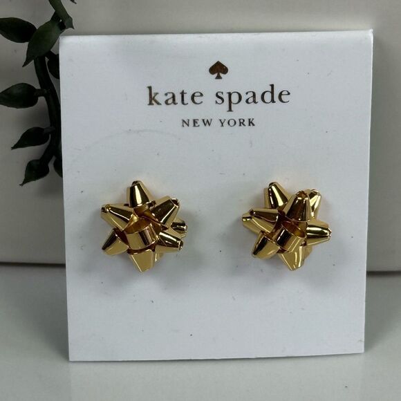 New Kate Spade Bourgeois Bow Goldtone Stud Earrings - Picture 1 of 5